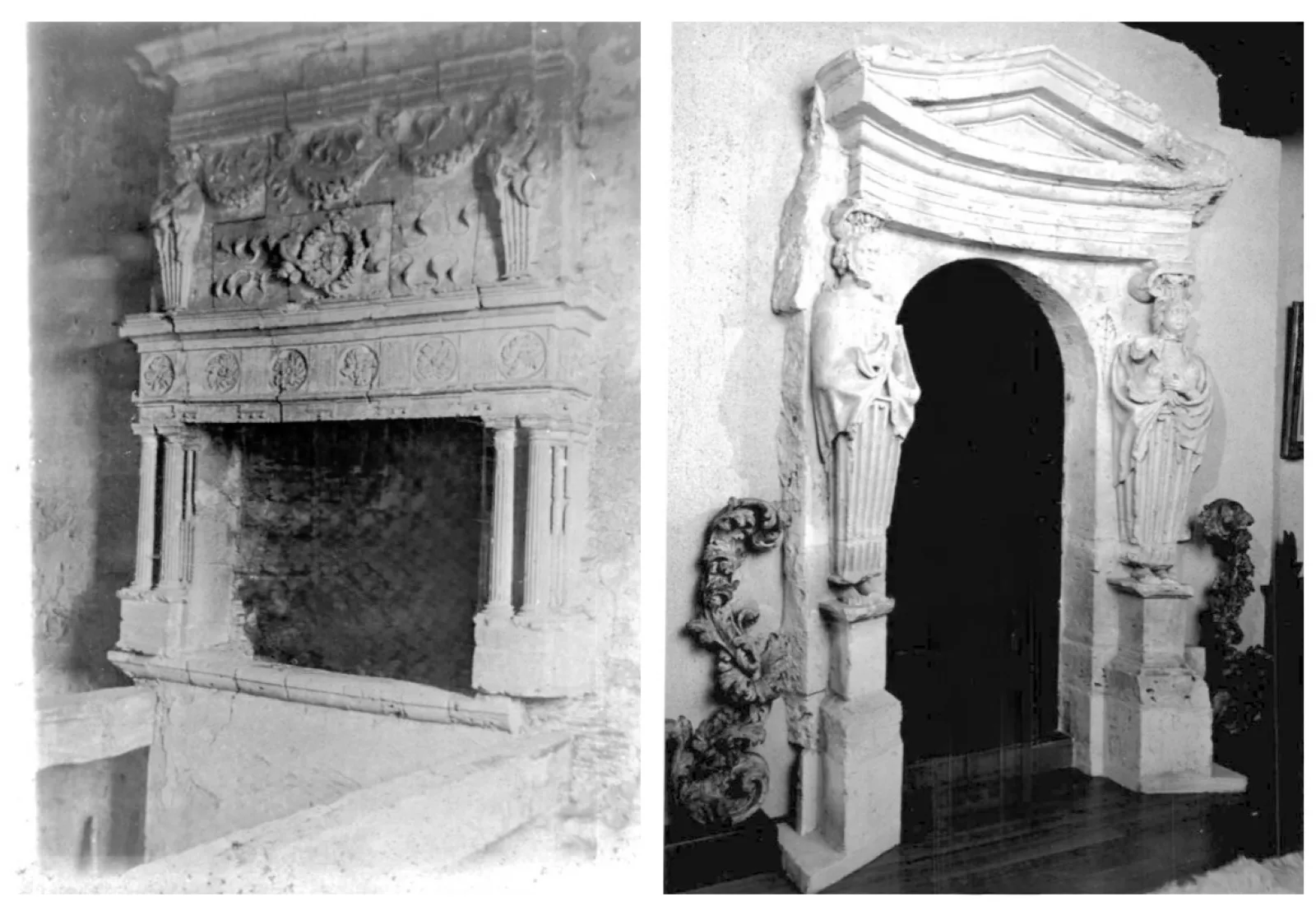 Fireplace and caryatid door